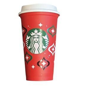 Starbucks 2023 Holiday Reusable Red 16 Oz Lidded Plastic Cup NEW